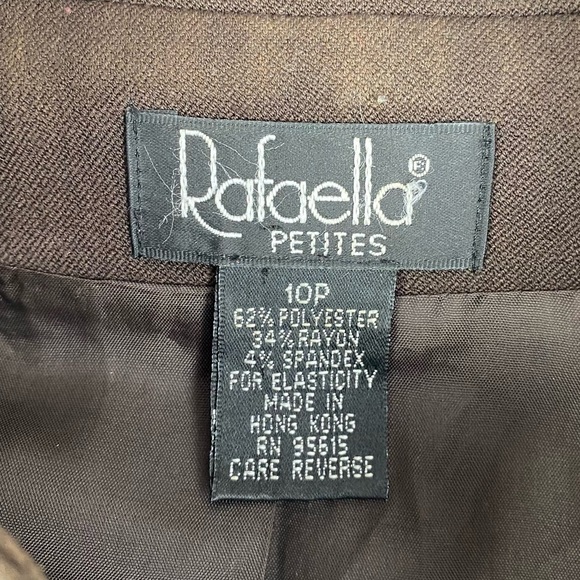 Rafaella Petite Full Zip Side Buckle Embellished Blazer Jacket Women's 10P Brown - Picture 8 of 9